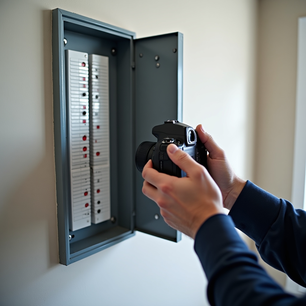 Electrical panel and wiring installation documented during property condition assessment