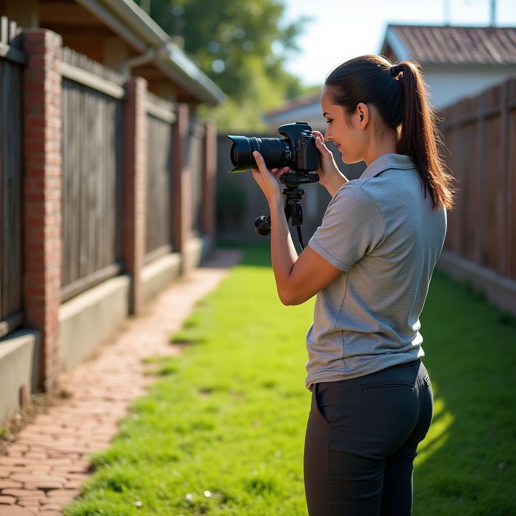 Garden and exterior areas of rental property documented with professional camera