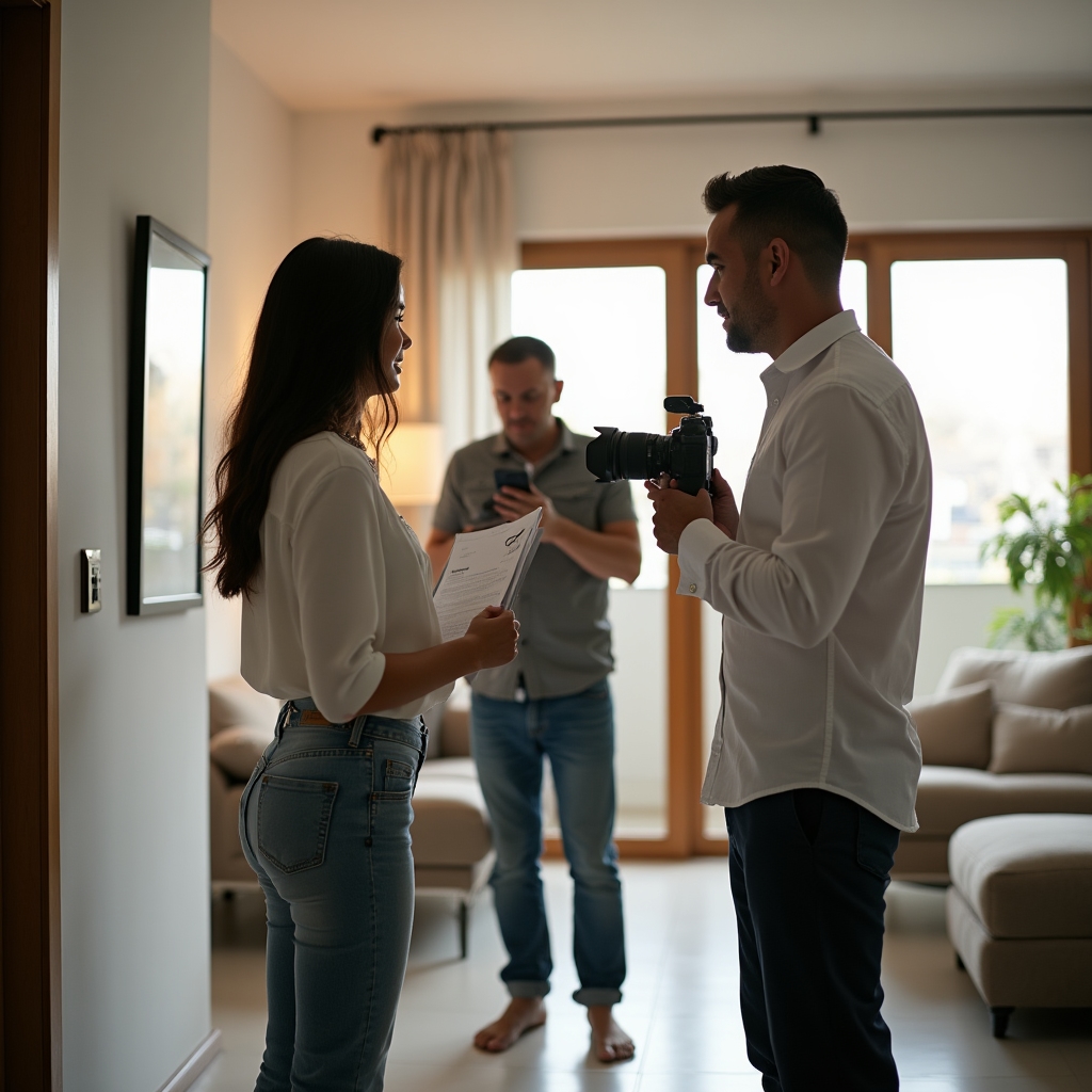 Property handover documentation process with landlord and tenant present